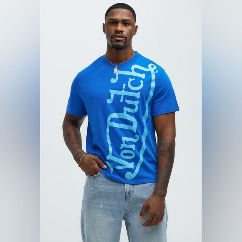 Von Dutch  Blasted Short Sleeve Blue Tee